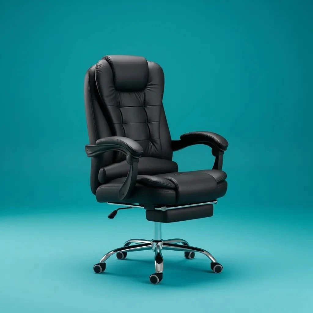 Cadeira Presidente Ergonômica Reclinável Luxo Com Apoio Pés Preto Executivo Comf (1)