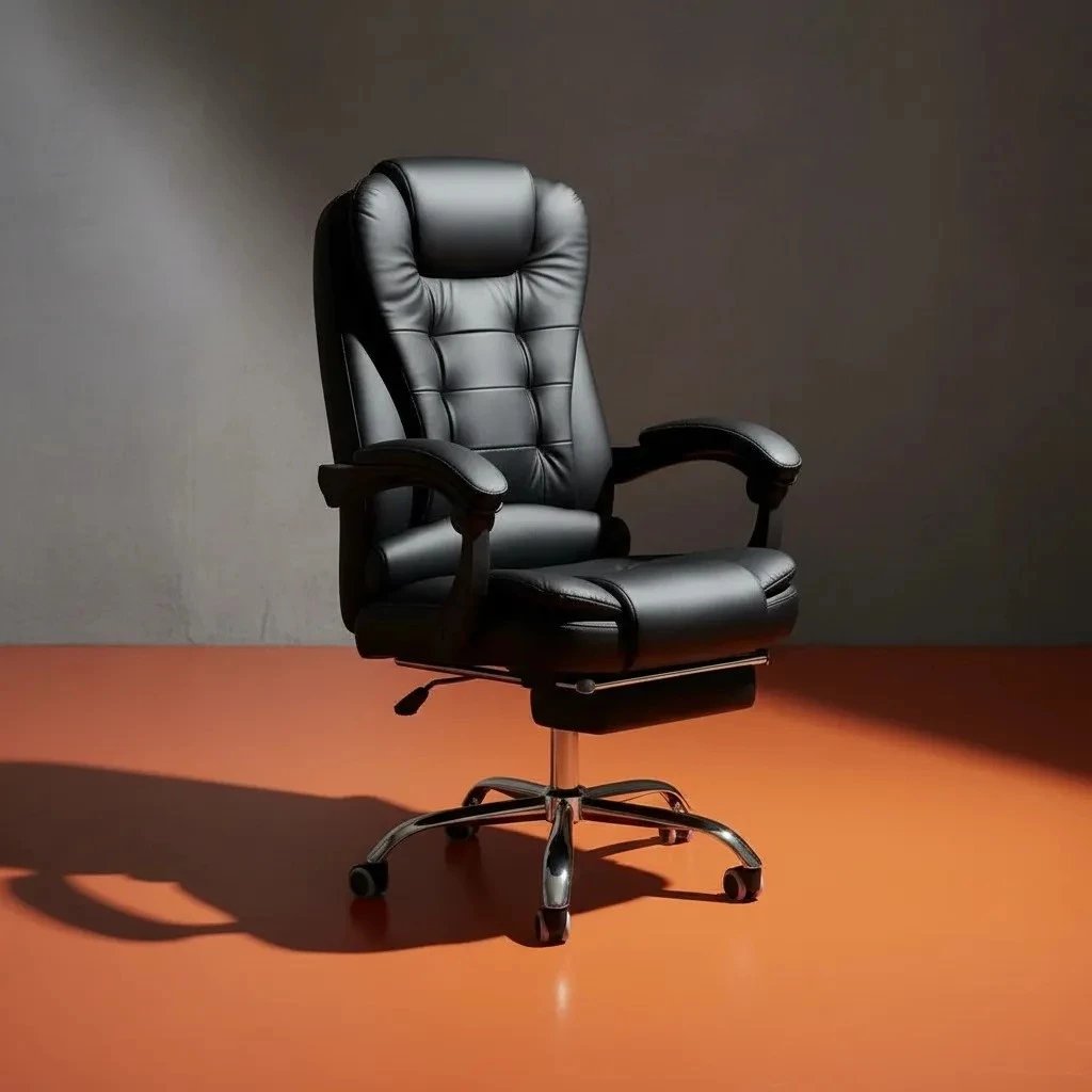 Cadeira Presidente Ergonômica Reclinável Luxo Com Apoio Pés Preto Executivo Comf (4)